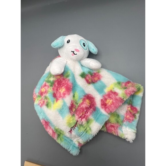 Betsey Johnson Puppy Lovey Security Blanket Baby Blankie 13" Blue Floral Soft - Picture 6 of 7